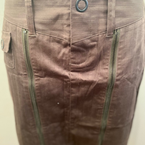 Morbid Threads Army Olive Maxi Skirt W/ Zippers. - Picture 4 of 5